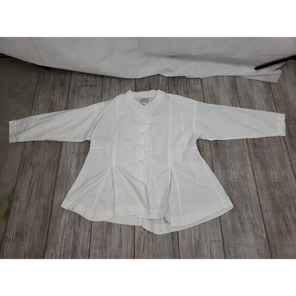 EUC Spirithouse white Button Down Top Size S/M Cotton Blend Long Sleeve Striped - Picture 5 of 8